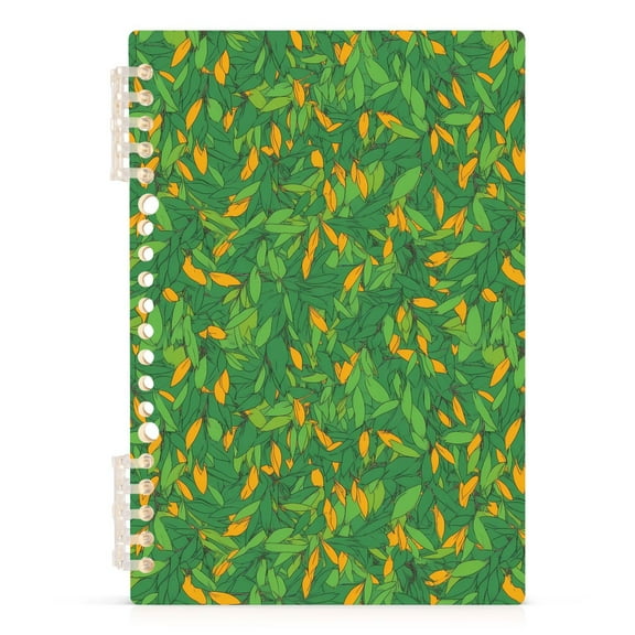 Green Orange Leaves Notebooks 1-subject Journal 60 Sheets A5 College Ruled Paper Detachable Ring 8.3"x5.7"