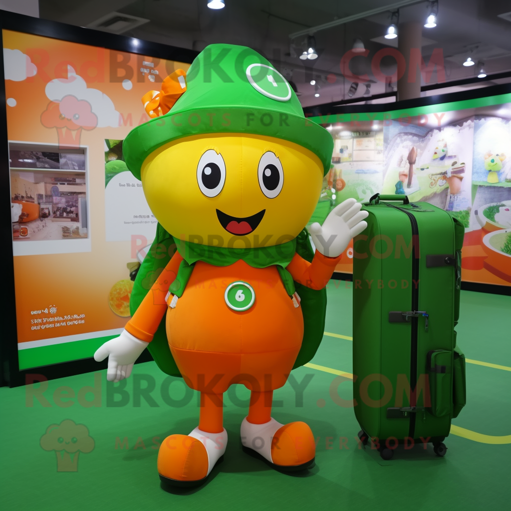 Green Orange REDBROKOLY mascot costume character dressed with a Mini ...