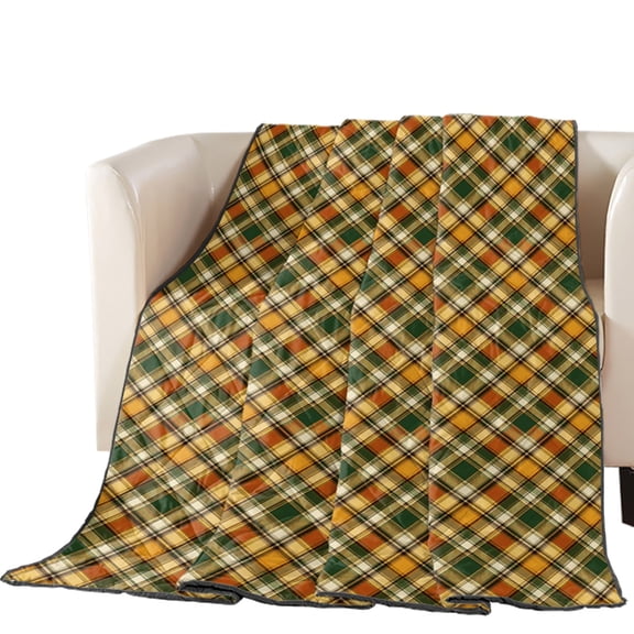 Green Orange Red Gingham Quilted Comforters Cooling Blanket Cal King Size, Country Farmhouse Classic Plaid Checkered Cold Comfort for Hot Sleepers Lightweight Air Conditioning Quilt Blanket for Bed