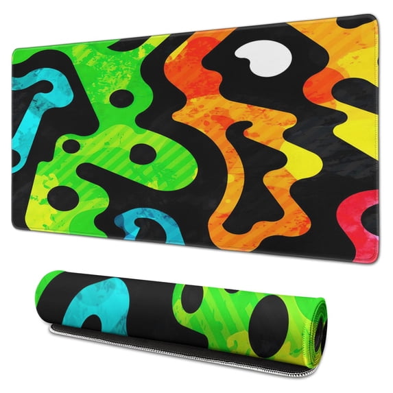 Green and Orange with Thick Lines mouse Padswaterproof,rubber+multispandexno Slip Line Series MousepadDesk Pad for Office Home Game 31.5x15.7inches
