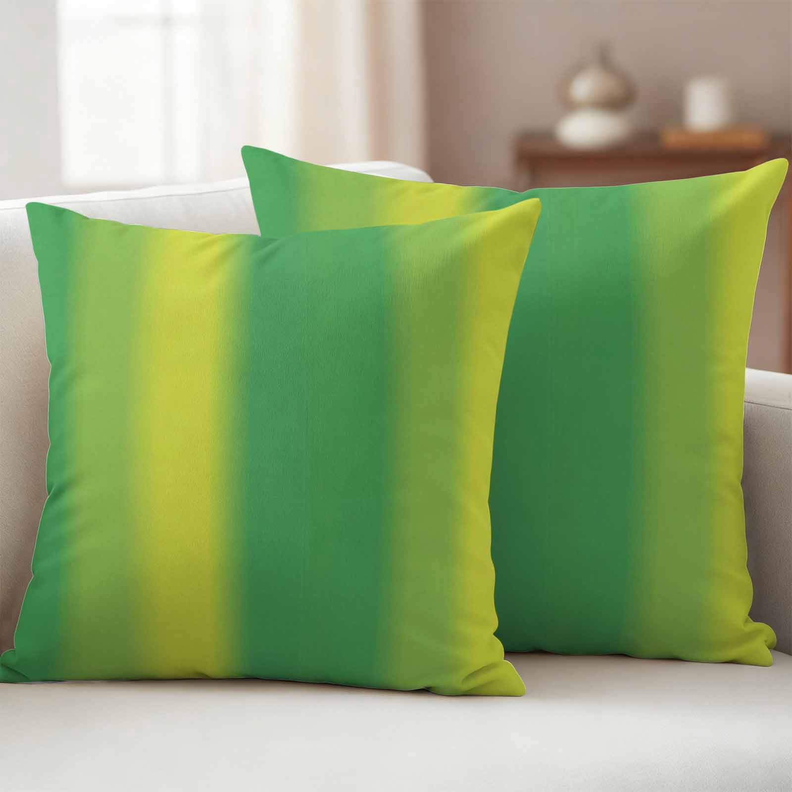 Green Orange Vertical Striped Outdoor Waterproof Throw Pillow Covers 26x26 Set of 2, Modern Color Ombre Decorative Pillowcases Cushion Pillowcase for Couch Sofa Patio Outside Pillow Protector