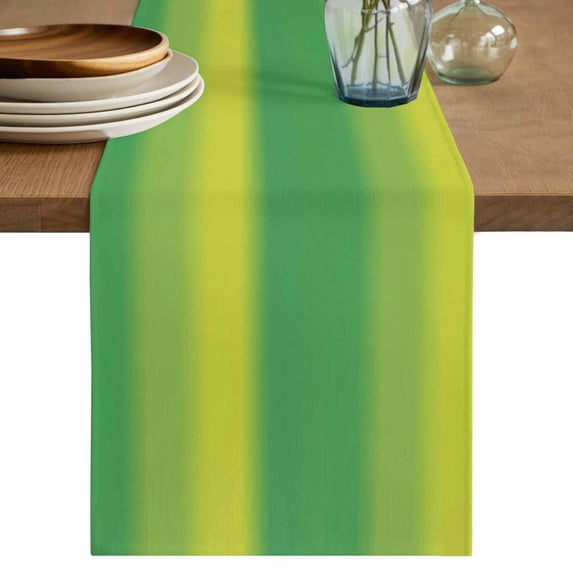 Green Orange Vertical Striped Table Runner 90 Inches, Modern Color Ombre Bed Runner Dresser Scarves Tabletop for Indoor Outdoor Parties/Ceremony/Banquet, 13" x 90"