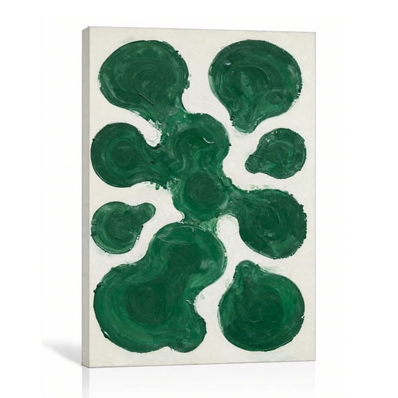 Green Organic Blobs Wall Art Contemporary Canvas Print Fluid Green Forms Gallery Wrapped Canvas Studio Decor 12"L x 18"W