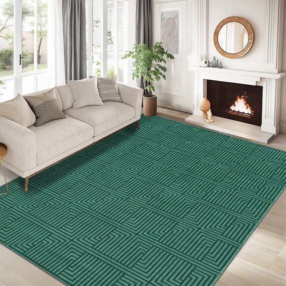 Green Outdoor Carpet 5x7ft - Waterproof & Easy to Clean, Waterproof Washable Porch Deck Outside Carpet