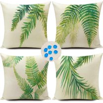 Green Outdoor Pillow Covers Leaf Plant Throw Pillow Case Outdoor Waterproof Tropical Garden Cushions 18x18 Inch Set of 4 Patio Furniture Pillows Decorative for Home Sofa Couch