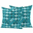 thumbnail image 1 of Green Outdoor Waterproof Pillow Covers, Modern Geometric Fish Scale Abstract Moroccan Decorative Square Throw Pillowcase Sofa Cushion Sham for Patio/Couch/Chair, 26"x26" 2 Pack, 1 of 8