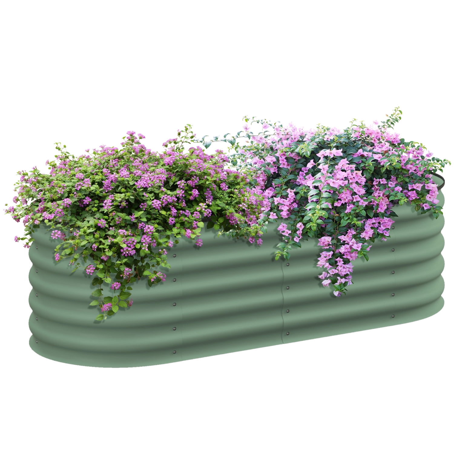 Green Outsunny 4.9‘ x 2‘ x 1.4‘ Large Galvanized Raised Garden Bed Kit