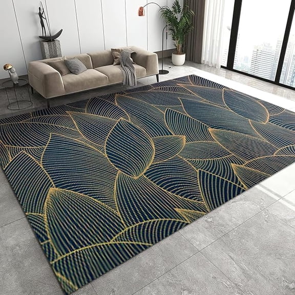 Green Oval Leaf Area Rug, 3D Plant Indoor Non Slip Kids Rugs, Machine Washable Breathable Carpet For Living Room Bedroom Kitchen Dining Room Home Office Decor Floor Mat 1x2ft