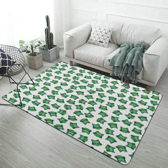 Green Owl Repeating Pattern Carpet Rug for Bedroom Living Room Home Sofa Decoration