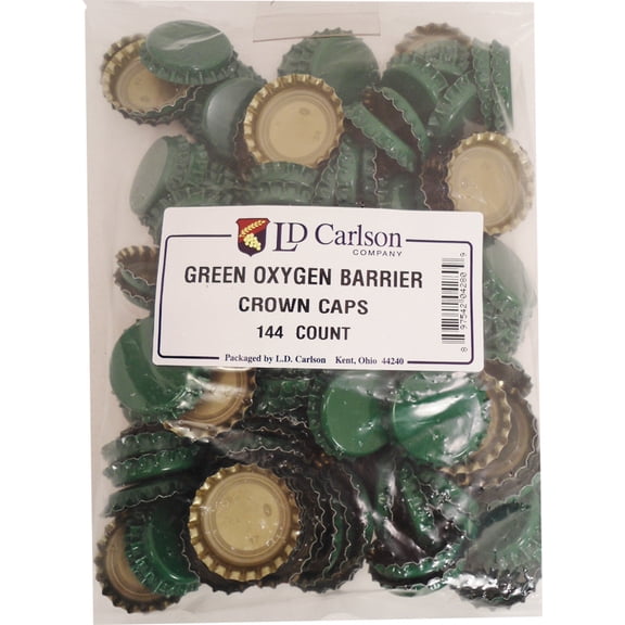 Green Oxygen Barrier Crown Caps 144 Count by L.D.Carlson Company