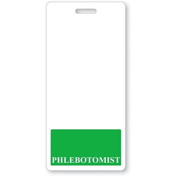 Green PHLEBOTOMIST Badge Buddy - VERTICAL - Heavy Duty Spill Proof & Tear Resistant Cards - Double Sided- Quick Role Identifier ID Buddies for Phlebotomists - by Specialist ID (Green)