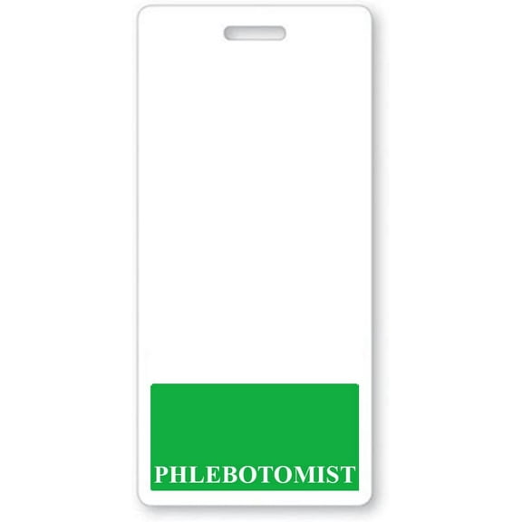 Green PHLEBOTOMIST Badge Buddy - VERTICAL - Heavy Duty Spill Proof & Tear Resistant Cards - Double Sided- Quick Role Identifier ID Buddies for Phlebotomists -  by Specialist ID (Green)