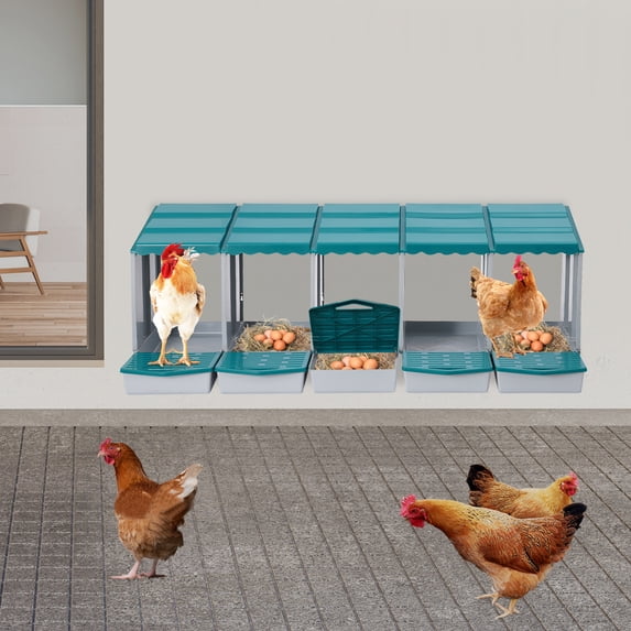 Green PP 140x51x46cm 5 Lattice Rain-Proof Ventilated Chicken Laying Nest Box Hanging Egg Box