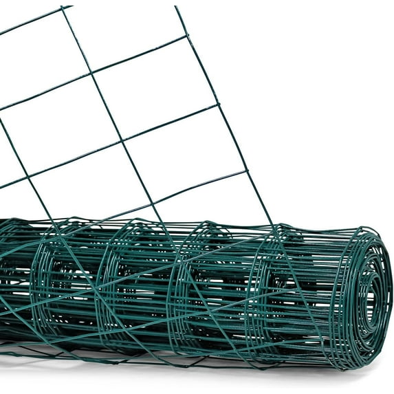 Green PVC Coated Welded Wire Fence 36 Inch x 50 Foot, 2 Inch x 3 Inch 16GA, Garden Border Fencing Roll Vinyl Coating Metal Wire Mesh for Yard Vegetable Plant Protection Poultry Netting