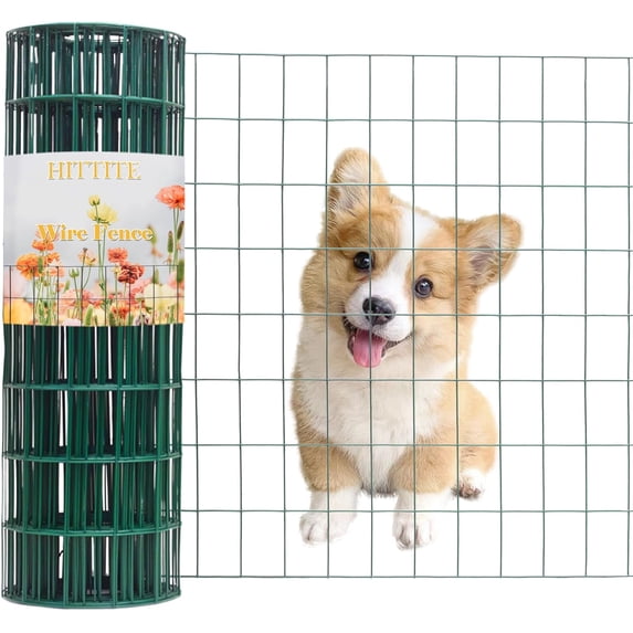 Green PVC Coated Welded Wire Fencing, 72in High x 50ft Long, 2 inch x 4 inch 14GA 2/3/4/5/6 Ft Tall Welded Wire Fence Rolls, Green Metal Garden Fence Wire Roll Garden Fencing for Yard