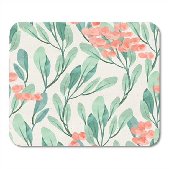 Green Paint Hand Floral Pattern on Watercolor Botanical Winter Mousepad Mouse Pad Mouse Mat 9x10 inch