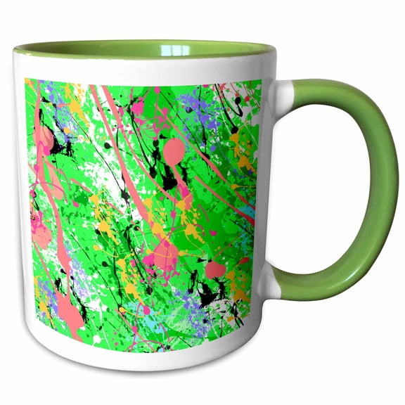 3drose, Green Paint Splatter Design, 15oz Two-tone Green Mug