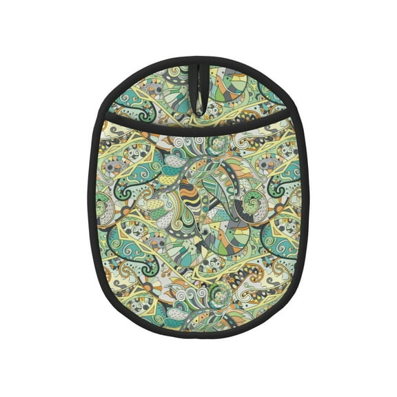 Green Paisley Pot Holders for Kitchen - Heat Resistant Oven Mitts Hot Pads with Pocket, Non Slip Silicone Pot Holders, Cute Hanging Loop Potholders for Kitchen Baking