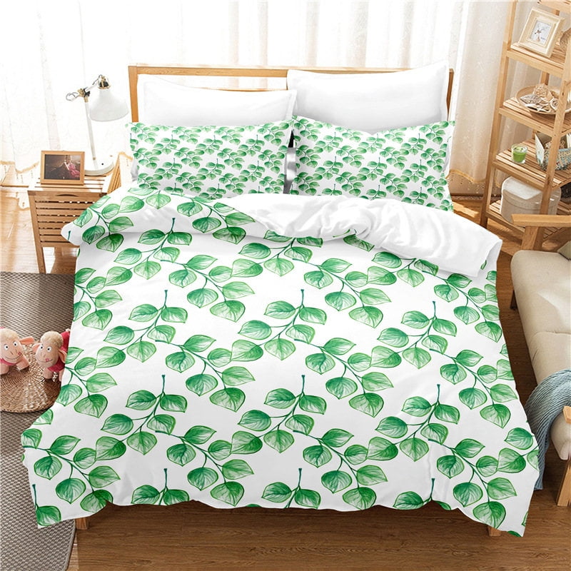 Palm Leaves Floral Tropical Hawaiian Pattern Print Duvet Cover Bedding Set