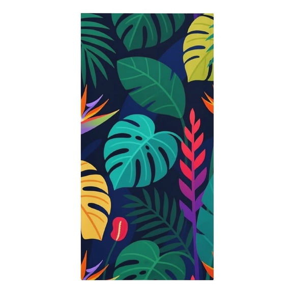 Green Palm Leaf Jungle Yellow Flowers Exotic Tropic Microfiber Beach Towel Absorbent Compact Towels for Swimming Pool Beach Travel Things for Vacation Essentials Adult Gift,61.4×30.3Inch