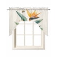 thumbnail image 1 of Green Palm Leaf Swag Valances for Windows, Small Curtains Drapes, Summer Bee Tropical Plant Pastoral Kitchen Window Curtains Over Sink Rod Pocket Window Treatment Valance for Bedroom/Bathroom 56"x36", 1 of 5