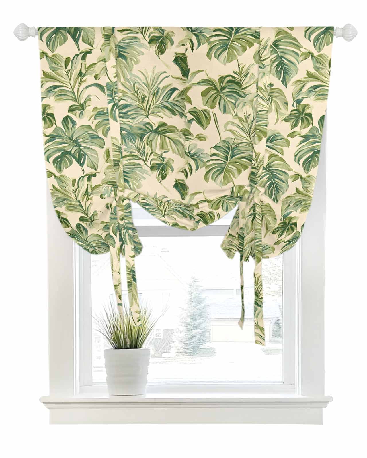 Photo inspiration: Gallery Detail: Green Palm Leaf Tie Up Curtains For Window Thermal Insulated