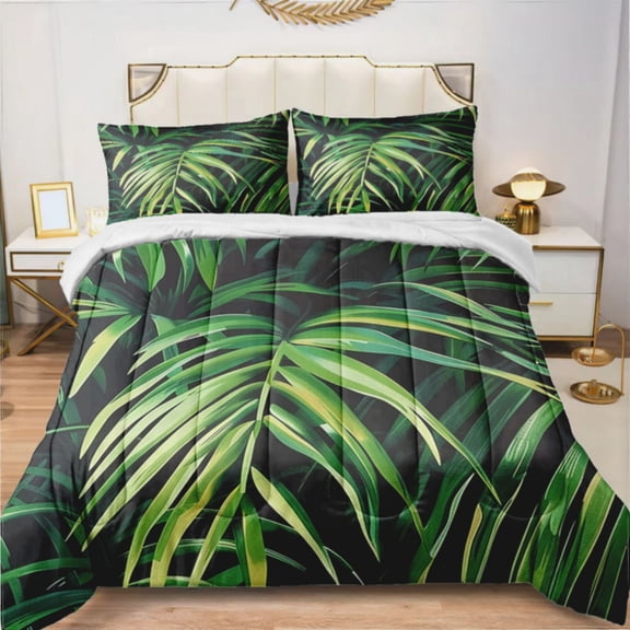 Green Palm Leaves (79) Comforter Set Bedding Set Duvet Set Set 3pcs King Size