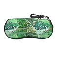 Green Palm Leaves Pattern Sunglasses Case Neoprene UltraLight and