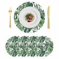 thumbnail image 1 of Green Palm Leaves Round 13 Inch Placemats Set of 4, Summer Tropical Leaf HeatResistant Non Slip Place Mats for Dining Table, Wipeable Braided Kitchen Table Mats for Housewarming, 1 of 9