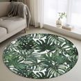 thumbnail image 1 of Green Palm Leaves Round Area Rug 3.3 FT, Non Slip Small Entryway Kitchen Mat, Summer Tropical Leaf Vintage Washable Soft Circular Rug Non-Shedding Door Mat for Bathroom Playroom Kids Room, 1 of 9