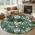 thumbnail image 1 of Green Palm Leaves Round Area Rug 7 FT, Non Slip Living Room Area Carpet, Summer Tropical Leaf Vintage Washable Soft Circular Rug Non-Shedding Floor Carpet for Bedside Office Play Room Classroom, 1 of 9