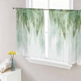 thumbnail image 1 of Green Palm Leaves Sheer Curtains 54 Inch Length 2 Panels Set, Summer Botanical Tropical Voile Window Treatment Rod Pocket Short Kitchen Curtains Drapes for Bedroom 52"x54"x2, 1 of 7