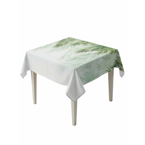 Green Palm Leaves Table Cloth, Summer Botanical Tropical Waterproof Tablecloth for Square Tables, Reusable Washable Fabric Table Cover for Restaurant Kitchen Dining Tables 60"x60"