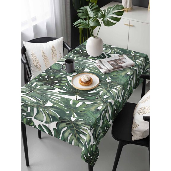 Green Palm Leaves Tablecloth Rectangle Table Cloth 60x120,Waterproof Outdoor Table Cloth Covers Decorative Table Protector,Summer Tropical Leaf Vintage Washable Table Cover for Kitchen Dinning Party