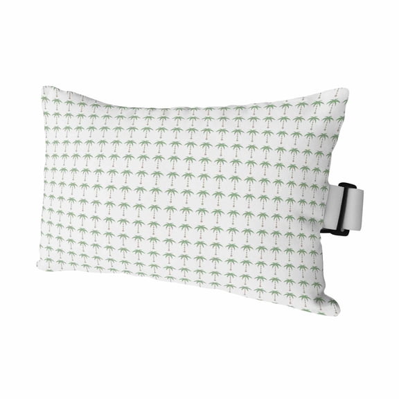 Green Palm Tree Outdoor Pillows for Chaise Lounge Chair Waterproof Lumbar Pillows with Insert&Adjustable Strap Beach Headrest Pillow Summer Tropical Botanical Plants Coastal Pool Pillow 11"x16"