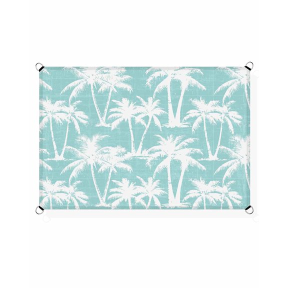 Green Palm Tree Sun Shade Sail 8'X10' Summer Tropical Country Minimalist Silver Tree Leaf UV Block Outdoor Sail Shades Breathable Waterproof Rectangular Sunshade for Patio Garden Pool Pergola Porch