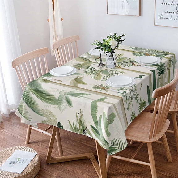 Green Palm Tree Tablecloth Rectangle Table Cloth 52x70 , Waterproof Tablecloth Outdoor Table Cloth, Summer Beach Cactus Washable Table Cover for Kitchen Dining Party