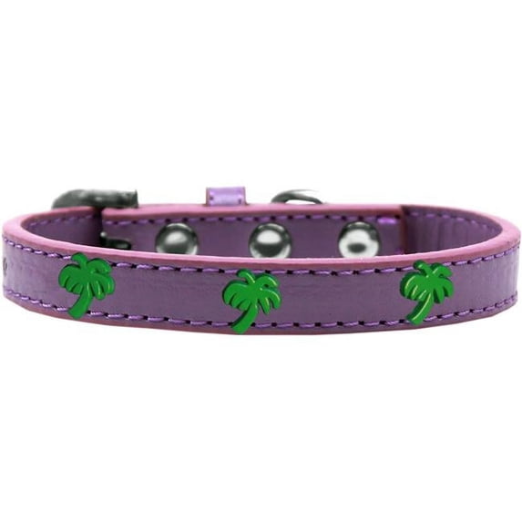 Green Palm Tree Widget Dog Collar, Lavender - Size 12