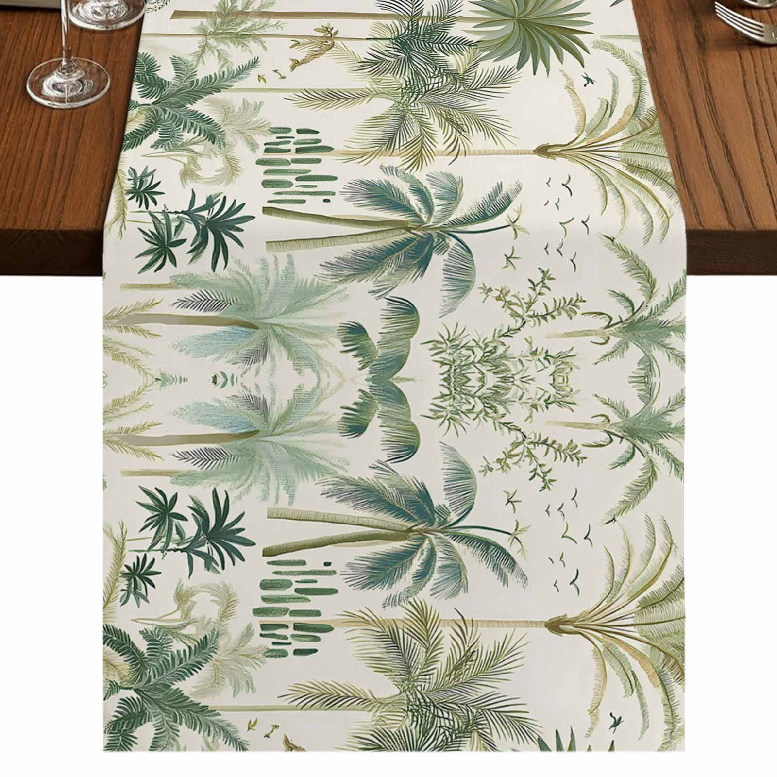 Green Palm Trees 36 Inch Table Runner, Tropical Summer Botanical ...