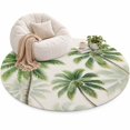 Green Palm Trees Area Rug 6', Coastal Coconut Leaves Vintage Tropical ...