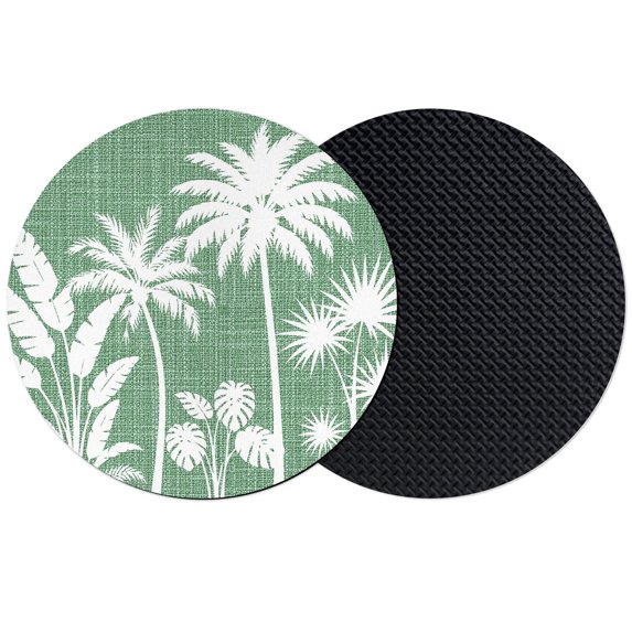 Green Palm Trees Coasters Set of 2, Absorbent Coasters for Drinks, Tropical Vintage Summer Botanical Coaster for Desk Coffee Table Protection, Home Decor House Warming Gifts 4"