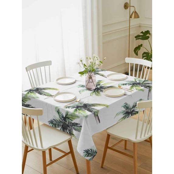 Green Palm Trees Tablecloth Rectangle Table Cloth 60x84, Waterproof Outdoor Table Cloth Covers Decorative Table Protector, Summer Botanical Modern Art Washable Table Cover for Kitchen Dinning Party