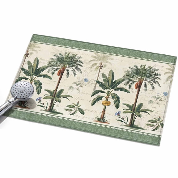 Green Palms 2x3ft Non Slip Area Rug Bohemian Tree Rainforest Plants Modern Washable&nbsp;Soft Area Rugs for Living Room, Indoor&nbsp;Circle Carpet for Bedroom Dining Room Kitchen
