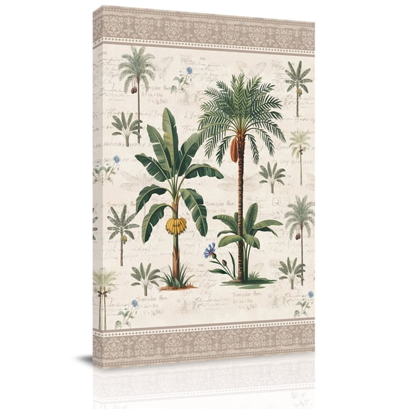 Green Palms Canvas Wall Art for Living Room, Summer Bohemian Tree Rainforest Plants Grown Border Poster Print Painting for Bedroom Office Home Decoration Wall Pictures Prepare To Hang 10"x10"