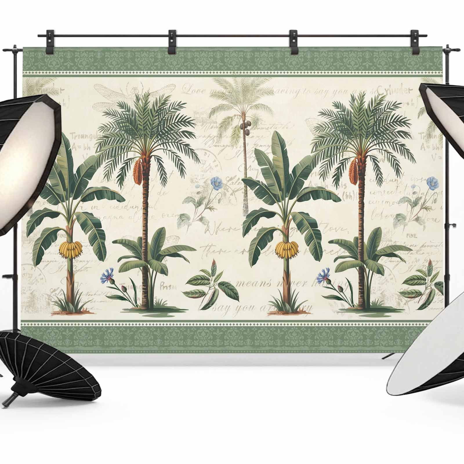 Green Palms Photography Backdrop 12x8FT, Bohemian Tree Rainforest ...
