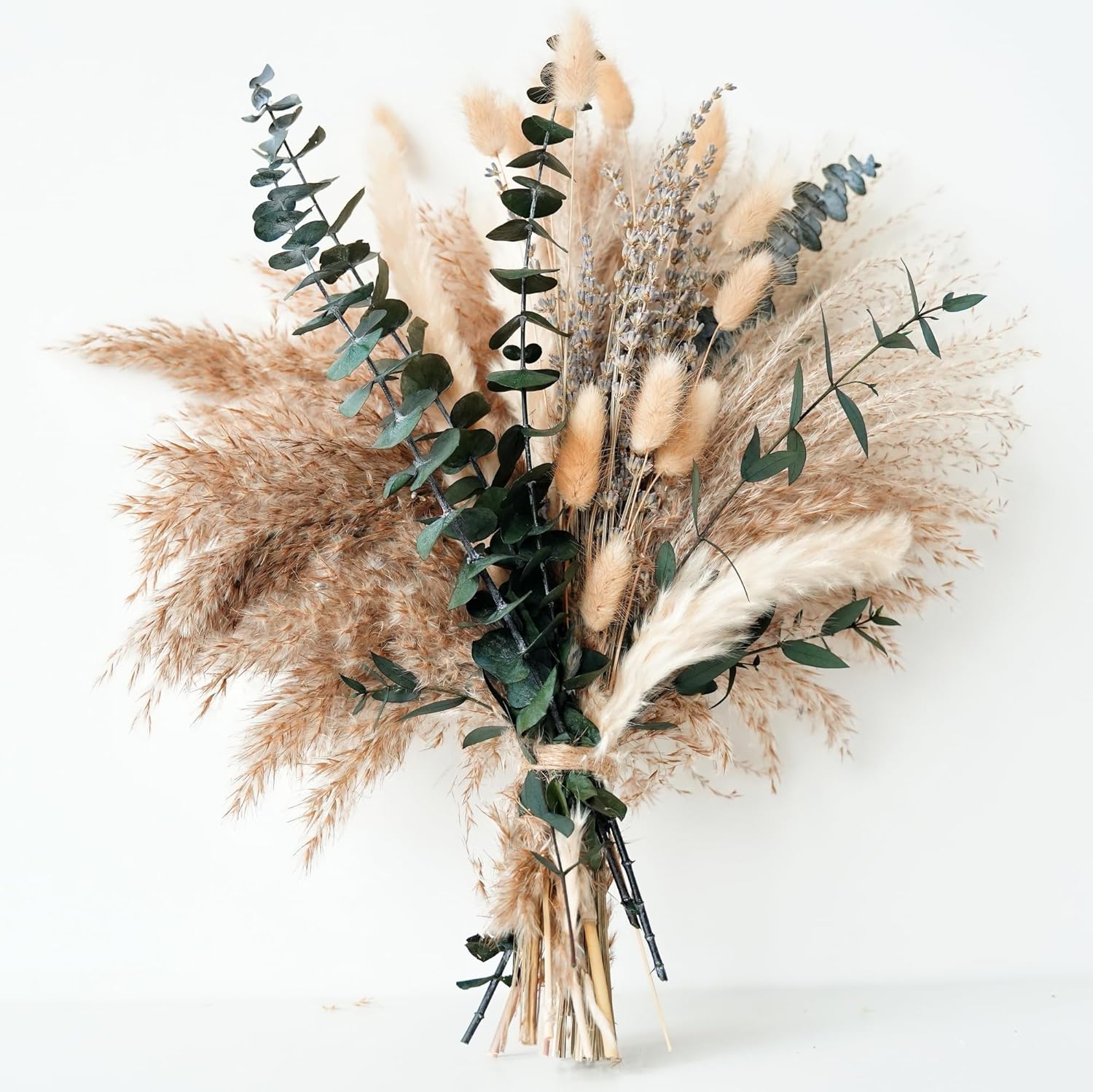 Green Pampas Grass Boho Bouquet – Exquisite Lavender and Eucalyptus Dried Flower Arrangements for Western Decor Rustic Flowers Your Bohemian Home, Bedroom, Wedding Table Décor