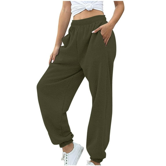 Green Pants for Women's Bottom Sweatpants Joggers Pants Workout High Waisted Yoga Pants with Pockets Womens Leggings