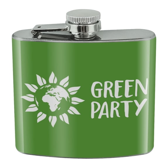 Green Party Flower Globe Stainless Steel 5oz Hip Drink Kidney Flask