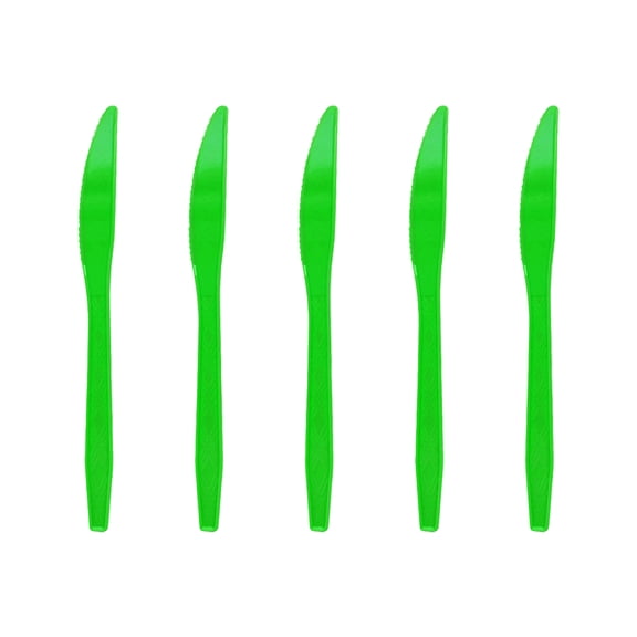 Green Party PlatesandPlastic Knives, 10 Pc, Black Dinner Plates, Red Paper Plates, Green DecorationsforParty, Holiday Meal Setups