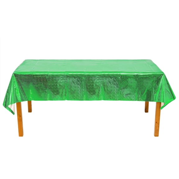 Green Party Table Covers, 2 Packs Disposable Tablecloths, Shiny Rectangle Table Cover 54 x 108 Inch for Birthday Party Turtle Theme Hawaiian Theme Ceremony Decorations